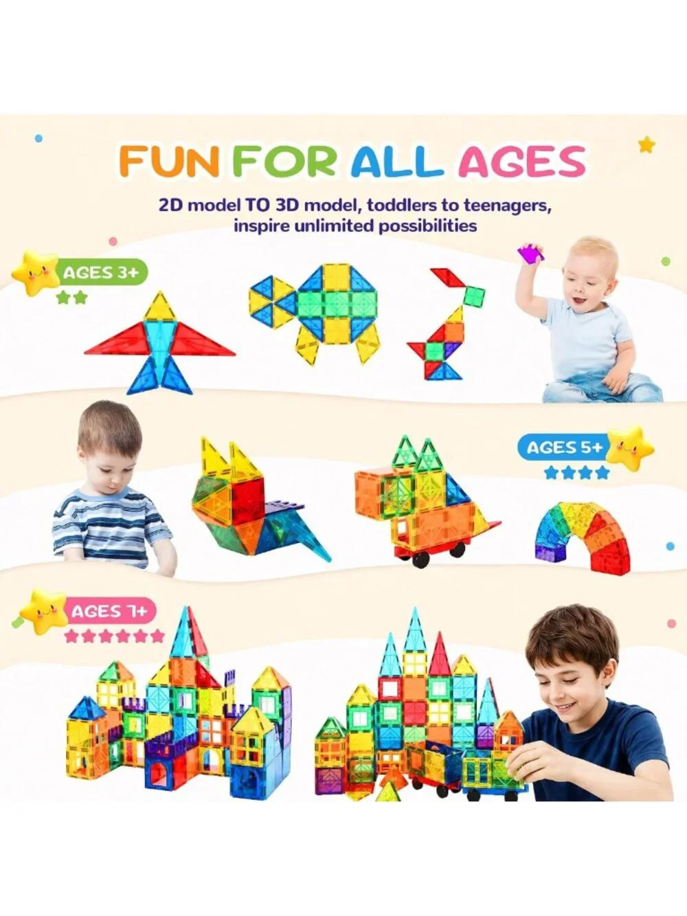 100 Pcs Magnetic Building Blocks Set - 3D Educational Construction Toys for Kids